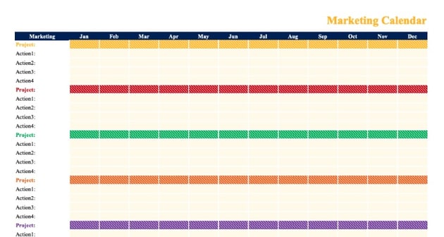 Calendar for Marketing Plan Template for Word with Free Download