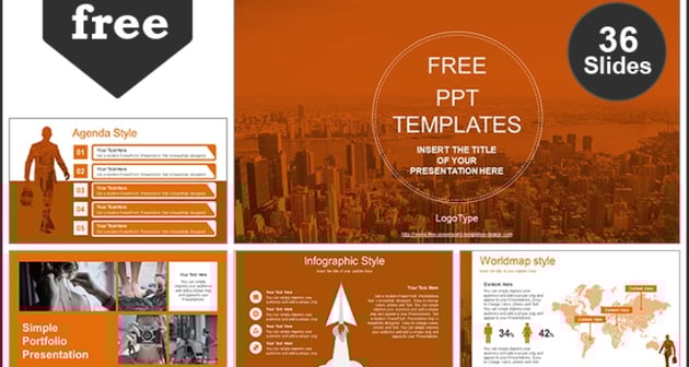 City of Business Man PowerPoint Template