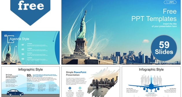 Statue of Liberty - Free PowerPoint Architecture Template