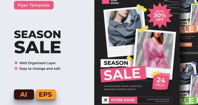Season Sale Creative and Modern Flyer Template
