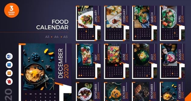 Restaurant Editable Yearly Calendar