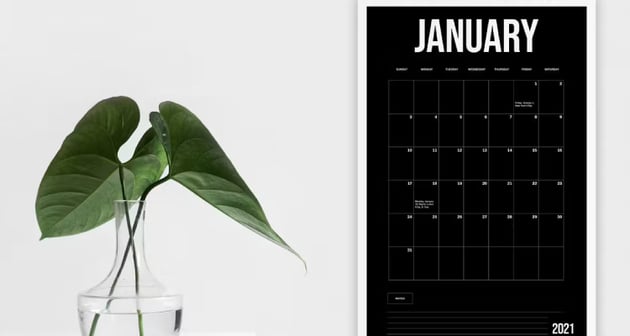 Black Wall Editable Calendar Template