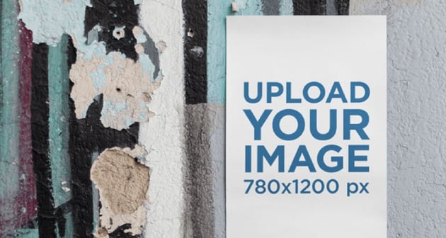 Mockup Template of a Poster Taped to an Old Wall