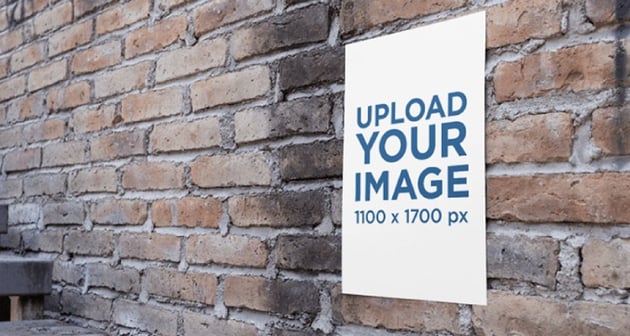 Poster on an Old Brick Wall Near a Stairway Mockup