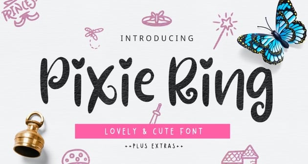 Pixie Ring Font with Illustrations