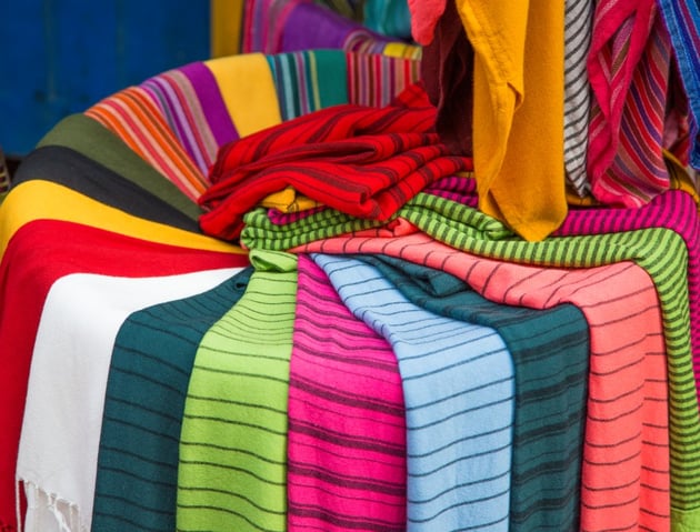 colorful fabrics with stripped patterns