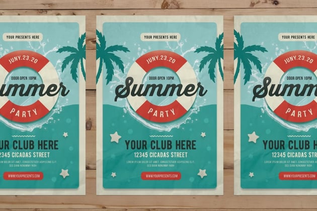Summer Party Flyer - Vintage Flyer Template Design