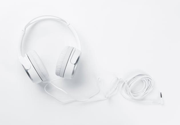 White headphones on a white background