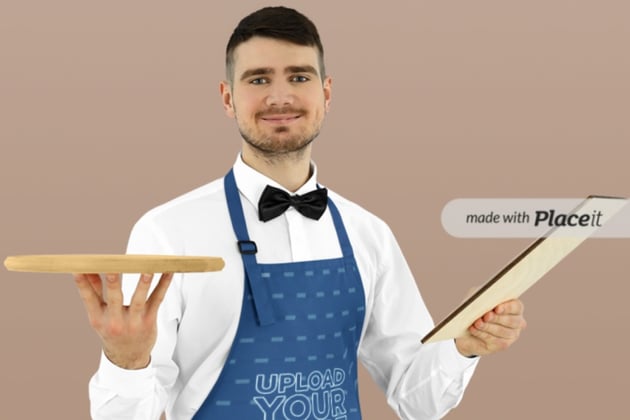 Apron Mockup Featuring a Waiter