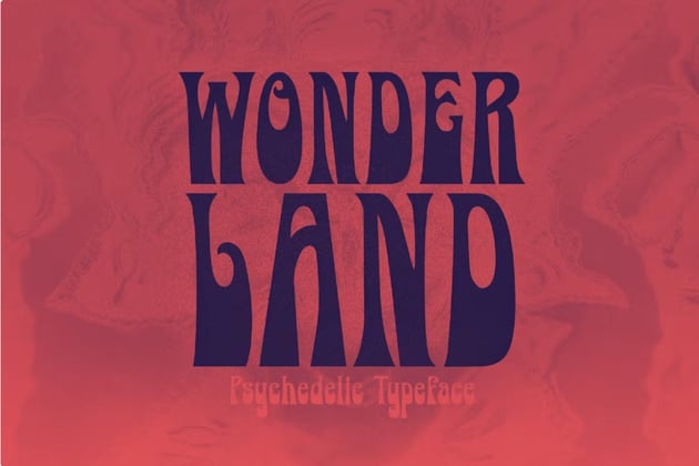 Wonderland is a psychedelic minimalist font with a thick typeface.