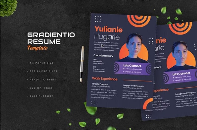 A colorful resume template.