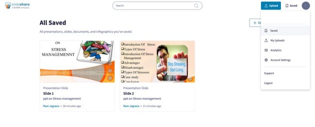 Go to the Saved menu to explore slides that you’ve clipped.