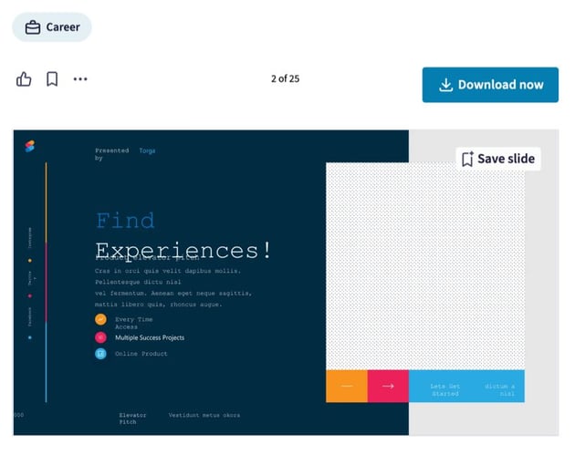 Click on the ribbon icon to save a slide to your SlideShare list.