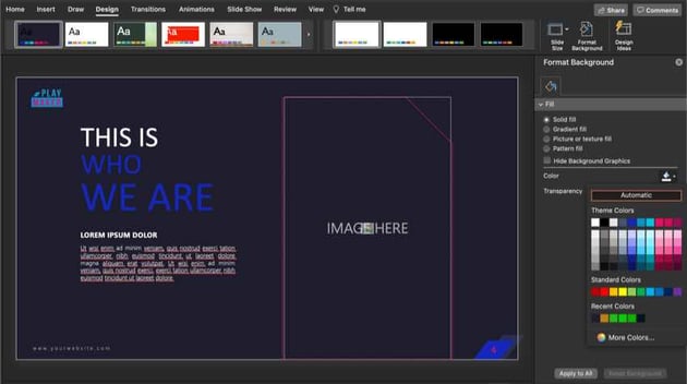 How to change the slide background color
