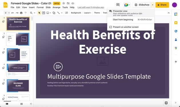 A completed Google Slides presentation.