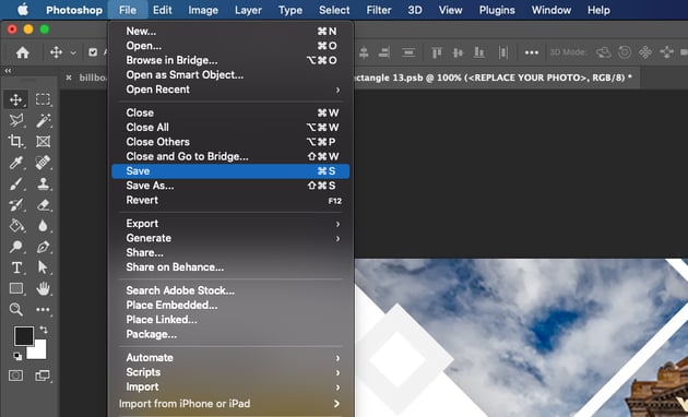 Billboard Mockup Custom Save Smart Object