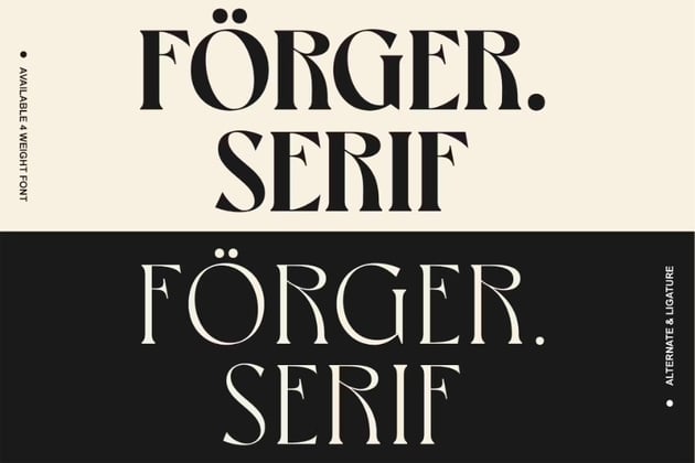 Forger sans serif is one of the 2024 trending fonts.