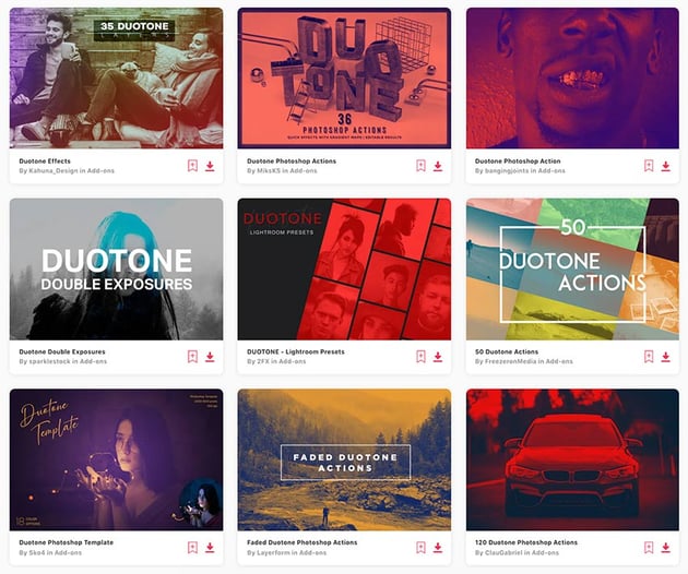 Enjoy unlimited downloads of duotone effects from Envato Elements.