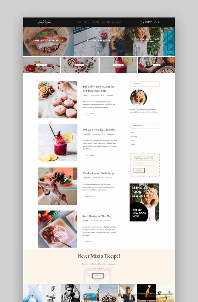 Lahanna - Kit de plantillas de WordPress para blog de recetas y comida
