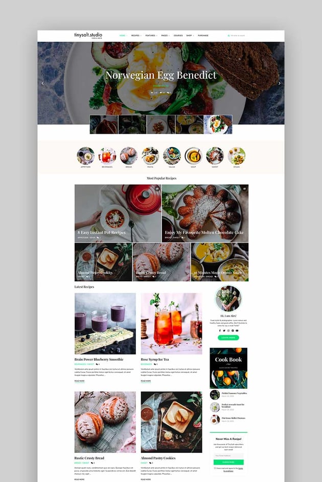 TinySalt - Tema de WordPress para blog personal sobre comida y recetas