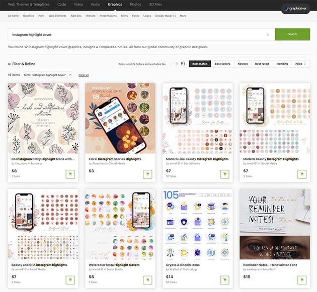 Aesthetic Highlight Covers for Instagram from GraphicRiver