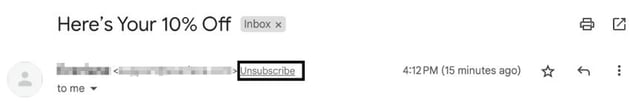 Use Gmail Search box to find unsubscribe emails step 4