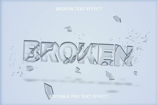 Broken Glass Text Effect Psd Editable Template