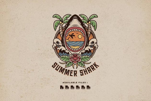 Summer Shark Vintage Logo