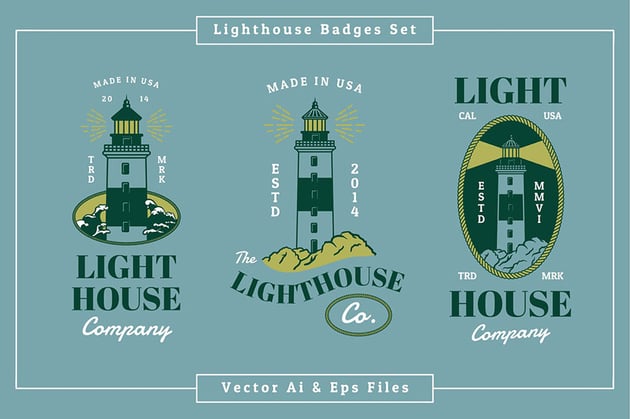 Lighthouse Badge Logo Design Template