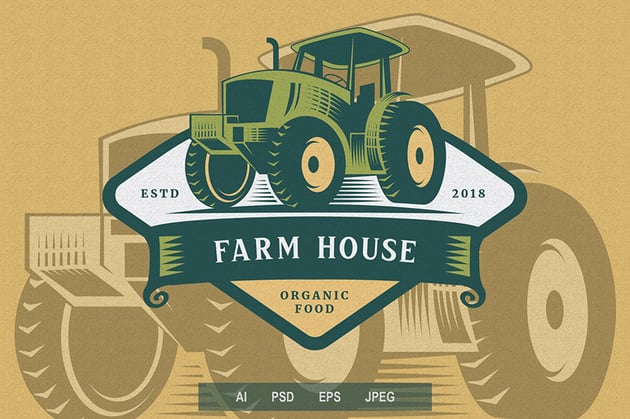 Farming Emblem Shield Logo Template