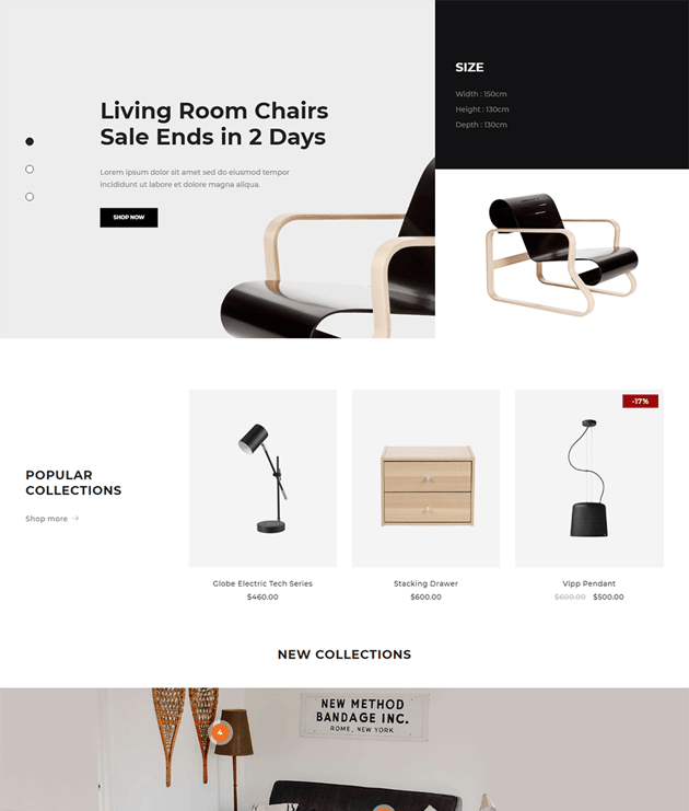 Drile - Kit de plantillas de WordPress y WooCommerce para vender muebles