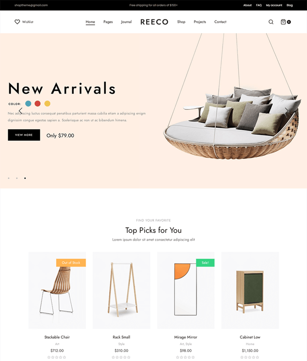 Reeco - Plantilla de WooCommerce y WordPress para vender muebles online