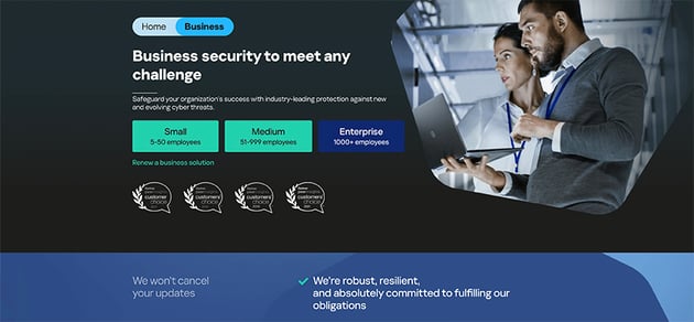 Kaspersky online security small business software