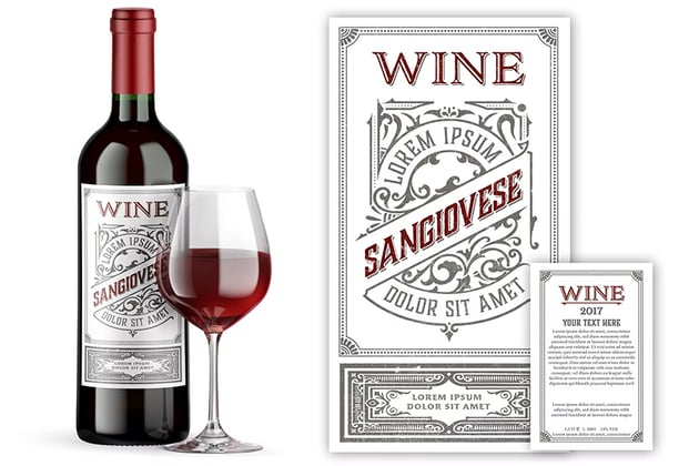 Vintage Wine Set Labels