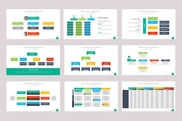 Organizational & Data Chart - Presentación con gráfico de datos, plantilla de diagrama de flujo