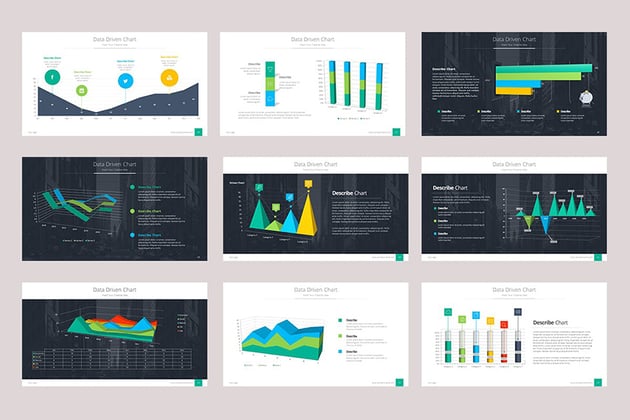 Organizational & Data Chart - Presentación con gráfico de datos, plantilla de diagrama de flujo