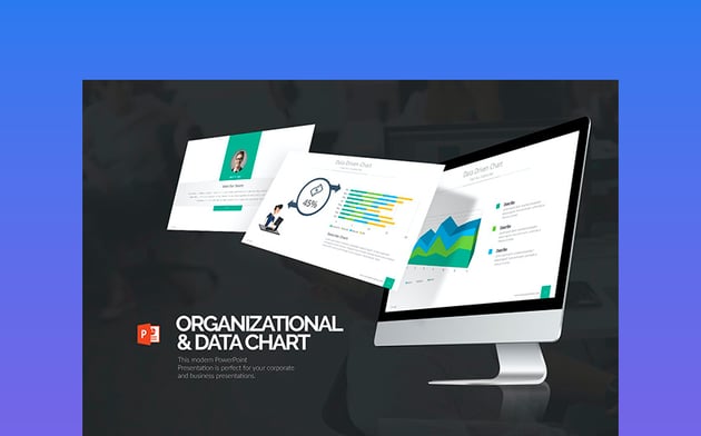 Organizational & Data Chart - Presentación con cuadro de datos, plantilla de diagrama de flujo