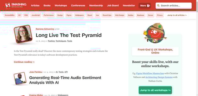 The most recent blog posts published to the Smashing Magazine web design and development blog