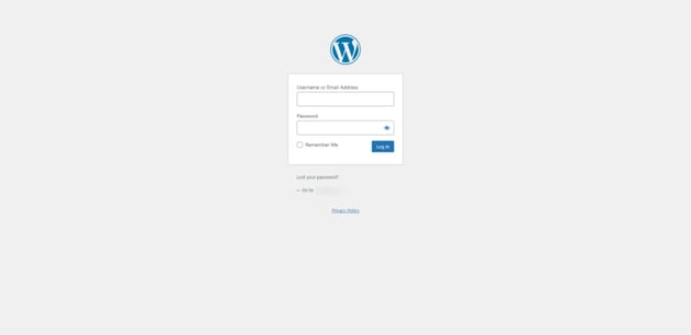 The WordPress login page will ask for your username and password.