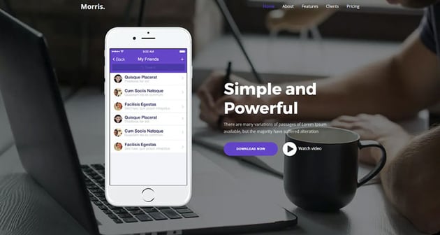 Morris App & Product Landing Page