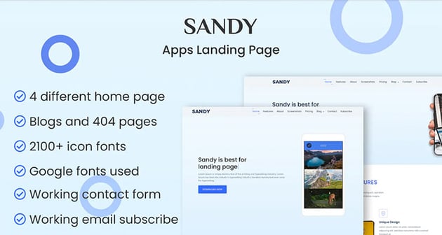 SANDY - Apps Landing Page