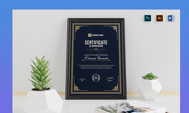 01 Certificate of Appreciation Template for Word 