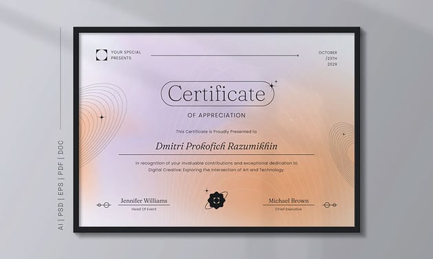 Word template certificate