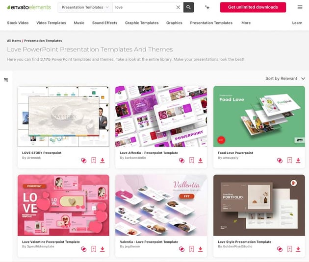 Elements love PowerPoint template