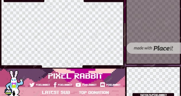 Twitch Overlay OBS With an 8-Bit Rabbit Illustration