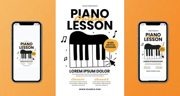 Online Piano Lesson Flyer Set