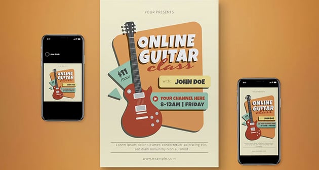 Online Guitar Class Flyer Set