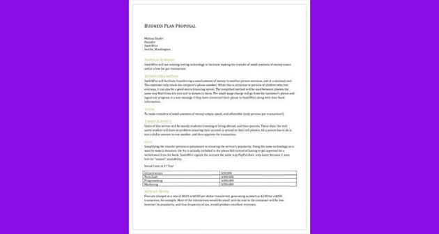 Business Plan Report Template