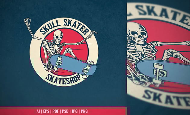Vintage Skateboard Skull Logo