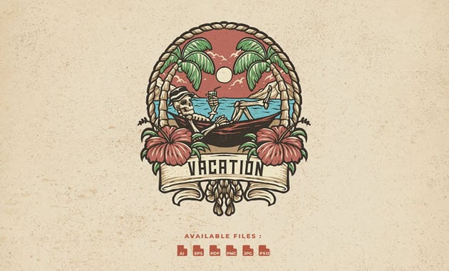 Vacation Vintage Hand Drawn Logo